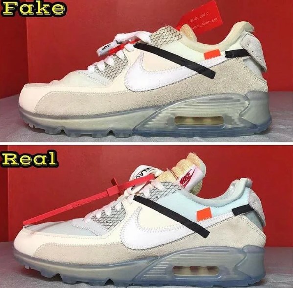 Покажите разницу между оригинальными Nike Air Max 90 и подделкой